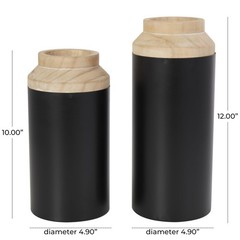 Wood Decorative Vase Colorblock Centerpiece Vases with Light Brown Wood Tops …