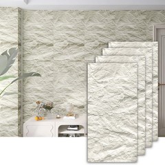 4-Pack 3D PU Stone Wall Panels Marble White