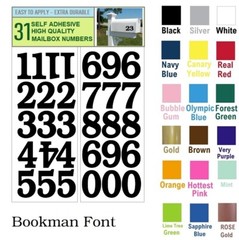 SET OF 31 2″ HIGH SELF ADHESIVE VINYL MAILBOX NUMBERS, DOOR,LOCKERS – Bookman