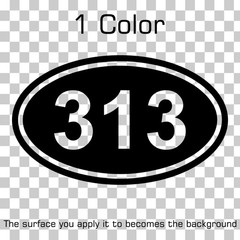 Personalized Area Code or Zip Code 1 Color Custom Oval Vinyl Decal Sticker