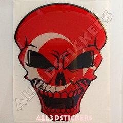 Sticker Flag Turkey Skull Adhesive Decal Resin Domed Car Moto Laptop 3D