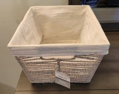 True Living Essentials Burlap Basket Large 13″L x 10″W x 7″H With Cotton Lining