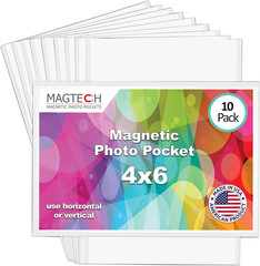 Magtech Magnetic Pocket Picture Frame, White, Holds 4 X 6 Inches Photos, 10, Mad