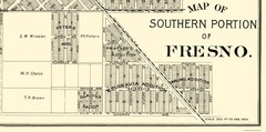 Historic City Map – Fresno Southern California – Thomas 1892 – Vintage Wall Art