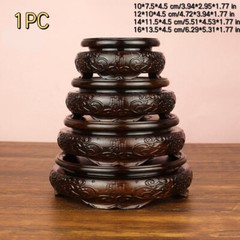 Ebony Wooden Base Embossed Bonsai Flowerpot Display Stand Pedestal Vintage Decor