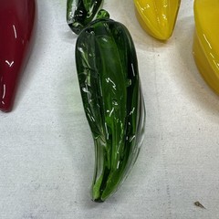 Set of 6 Murano Blown Glass Art Red Chili Peppers , Yellow Peppers , Green