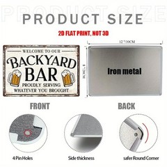 Retro Backyard Bar Metal Tin Sign Welcome Sign Wall Decor Outdoor Patio Parties