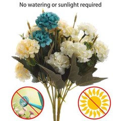 10 Heads Artificial Hydrangea Flowers Silk Bouquet UV Resistant In/Outdoor Decor