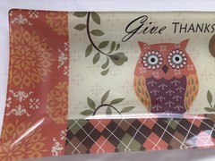 Hobby Lobby Autumn «Give Thanks» Decor Tray Owls 14 1/4″L X 6″W X 1″H.