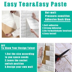 10 Pcs 3D Tile Brick Wall Sticker Self-adhesive Foam Panel Wallpaper 38*35