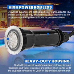 AC12V 1.5in Pool Light 18W 7 RGB LED for Pentair Inground Pools Spas 100Ft Cord
