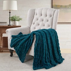 Stretchy Faux Fur Throw Blanket Luxurious Soft Warm Reversible Micromink Blanket