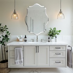 Frameless Irregular Wall Mirror Beveled Edge Sliver Glass Bathroom Vanity Mirror