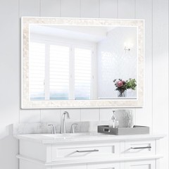 White Shell Framed Rectangular Mirrors for Bathroom, 30×40 Inch Mirrors with …