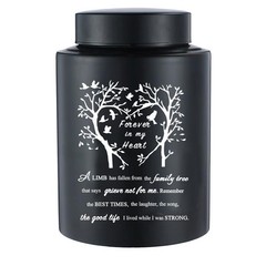 6 Inches Small Urn for Human Ashes Stainless Steel Heart Tree-Black, Black