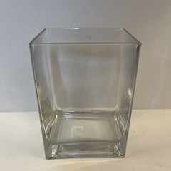 Rectangular Clear Glass Vase 5 3/4 Inches Tall