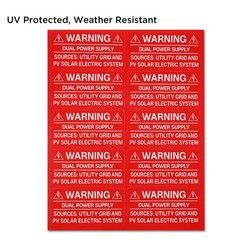 62 Pack Premium Solar PV System Labels – UV Resistant, Safety Warning Red