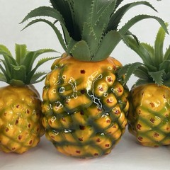 Artificial Pineapples Medium & Small Set Of 5 Plastic Decorative Fake Fruit