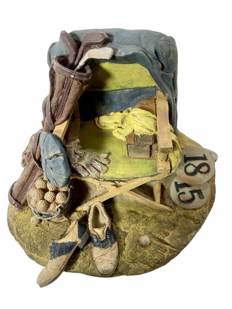 Handcrafted Golfing Sculpture 7in L x 6in W x 4 1/2in H Multi-Color Plaster