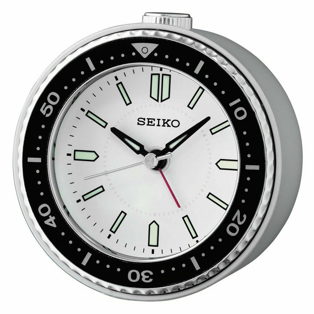 Seiko QHE184J White/Black Alarm Clock Watch Sobremesa
