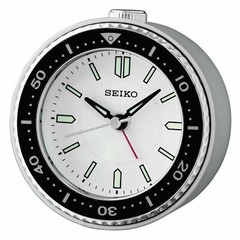 Seiko QHE184J White/Black Alarm Clock Watch Sobremesa