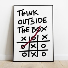 Think Outside the Box Wall Art Print, Minimalist Office Motivational Decor