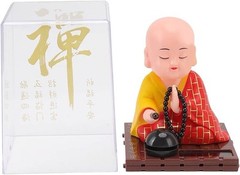 Little Buddha Monk Figurine Solar Funny Shaking Head Toys Car Dashboard Ornament