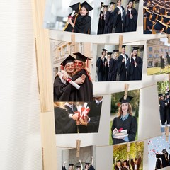 Picture Collage Frames Board with Clips Natural Wooden Photo Display Wall Han…