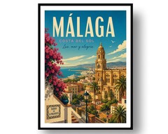 Málaga Travel Poster Print, Wall Decor