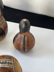 Lot Of 4 Vintage Etched Gourds See Pictures Details/wear