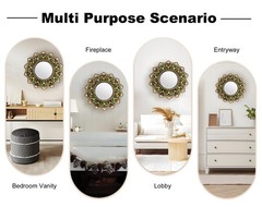 ﻿Wall Mirror Decorative 11.8inch Rural Wood Wall Decoration Home Déc