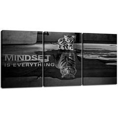 3 Panels Mindset is Everything Motivational Canvas Wall Art Inspirational Entrep