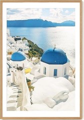 Picture Frame 27×40 Solid Oak Wood Poster Frame with Mat Tempered Glass Wall