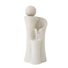 Xbrand 41″ Modern Sphere Curve Cascading Fountain, Resin CA-MAK-6065-BE-1