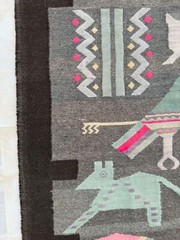 Vintage Beautiful Hand Woven Pictorial Figurative Peruvian Wool Weaving Tapestry