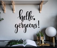 Vinyl Wall Decal Hello Gorgeous Inspiring Quote Stickers 22.5 in x 21.5 in gz159