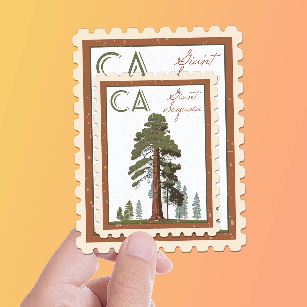 California Giant Sequoia State Tree Sticker- CA Vintage Stamp Decal