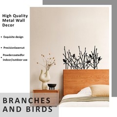 cape leadwort Metal Birds on Branches Wall Art Decor Sculptures, Metal Tree w…