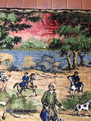 Vintage English Fox Hunting Tapestry Wall Hanging Rug,Cabin Decor,48 x 72″