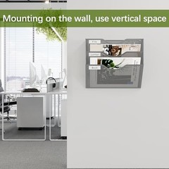 Hanging Wall File Organizer, 3 Pocket Wall Mounted Mail 3 Tier Silver