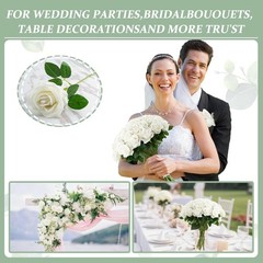 72 PCS Bulk White Roses Artificial Flower Realistic Velvet Silk Faux Wedding