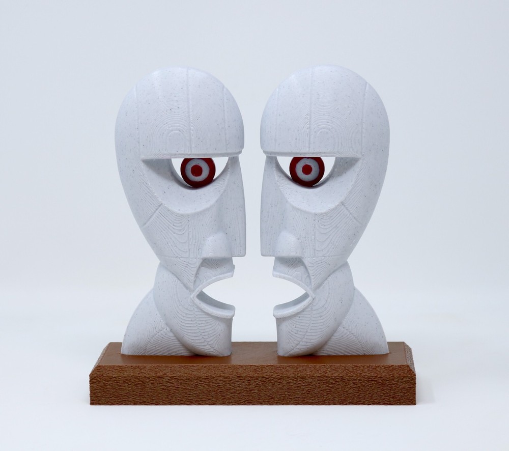 The Division Bell 3D printed Home Decor Desktop Sculpture. Two Head Statue.
