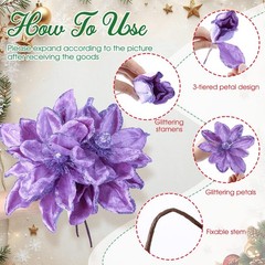 18 Pcs 12″ 9.8″ Large Poinsettia Flowers Artificial for Christmas Tree Glitte…