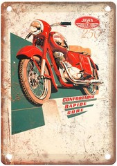 Vintage JAWA Motorcycle Sign Aluminum 8×12 Inches Retro Reproduction