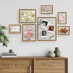 Floating Picture Frame Set Bronze Metal Real Glass Gallery Wall Frames 7 Pack