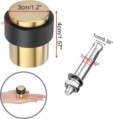 3 Pack Floor Door Stopper Solid Stainless Steel Heavy Duty w/ Rubber Bumper Gold