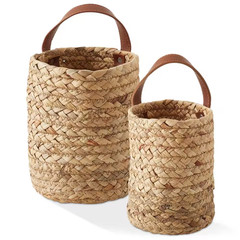 Brown Natural 6.25 In. X 7.25 In. Wicker Hyacinth Wall Hanging Decorative Basket