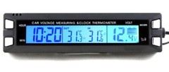 3 in 1 Car Clock Thermometer Voltmeter Inside Outside Temperature Voltage Alarm