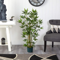 Nearly Natural 4ft Artificial Bamboo Plant Faux Greenery for Indoor Home Office