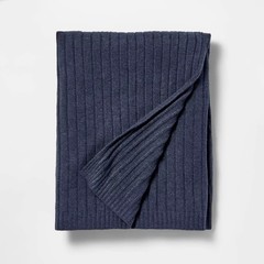 50″x60″ Casual Mixed Rib Throw Blanket Navy – Threshold designed with Studio